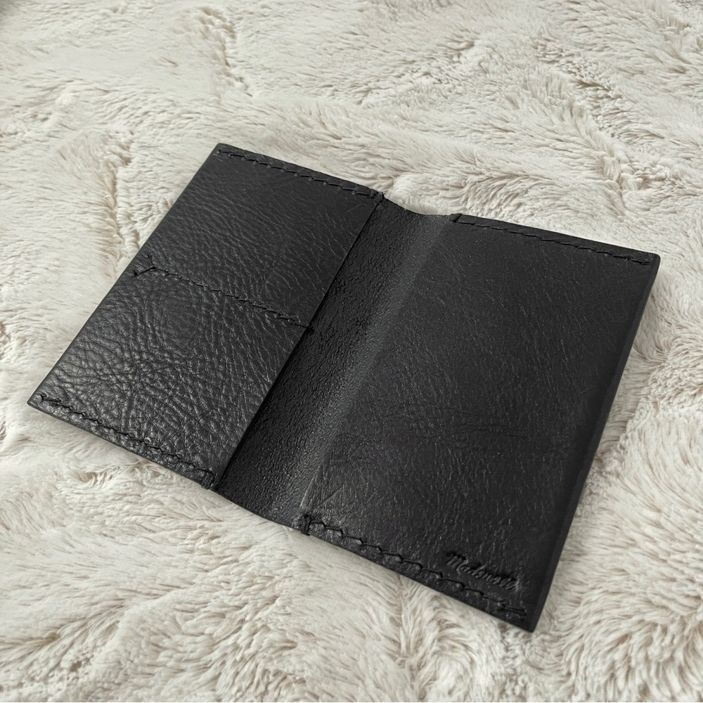 NEW Madewell The Leather Passport Case Black Engraved Gold Foil XIX (19) - Picture 3 of 5